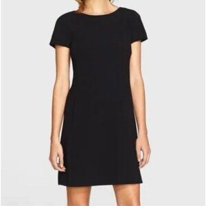THEORY Dress S Small Black Short Sleeve Stretch Cotton Ideal to Layer